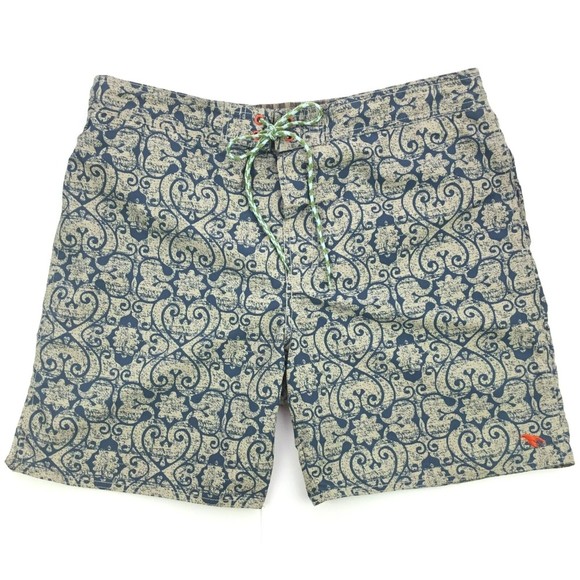 Ted Baker Mens Size 6 US 3XL Board Shorts Swim Trunks Blue Floral Print Lined